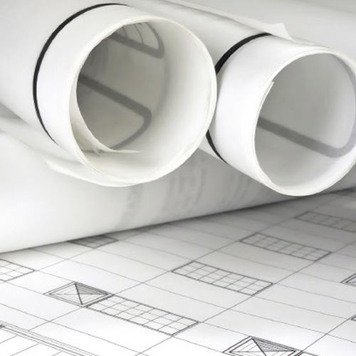 [Image Description: Rolled up architectural plans]