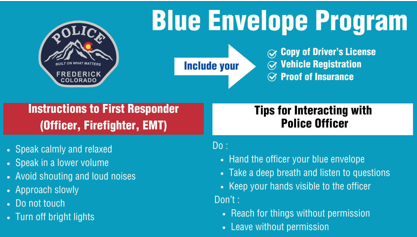 Envelope with written instructions