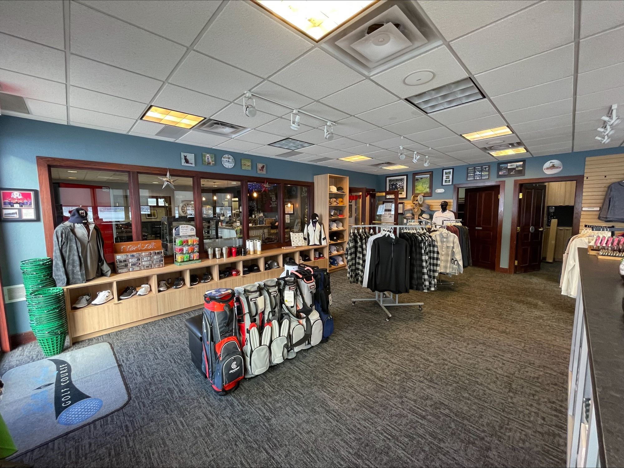 The inside of a golf course merch store