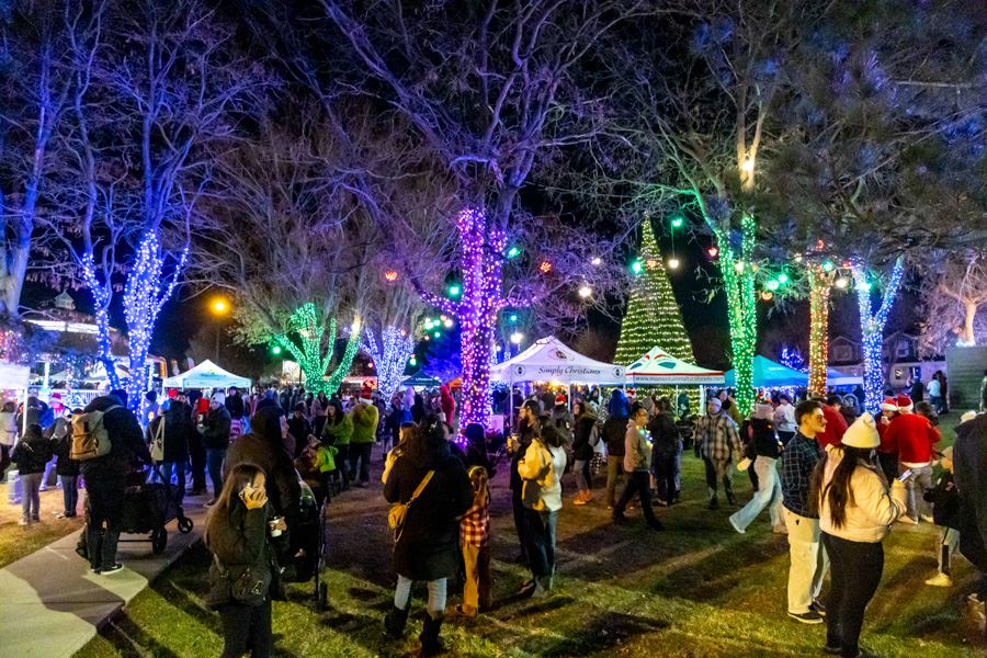 Crowd enjoying holiday lights and festivities at the Festival of Lights.